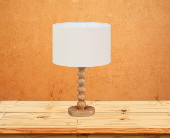 New Stunning Brown Wooden Bobbin Lamp